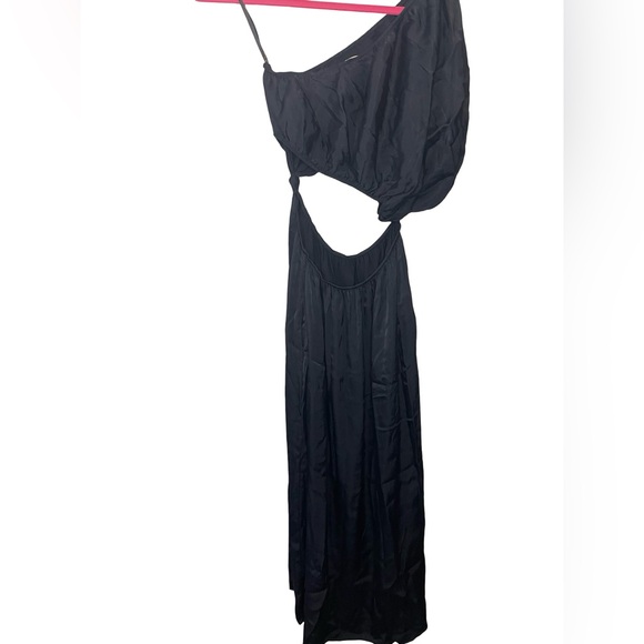 Farm Rio Black One Shoulder Cutout Maxi Dress NWOT Elegant Event Wedding  Small - Picture 7 of 12